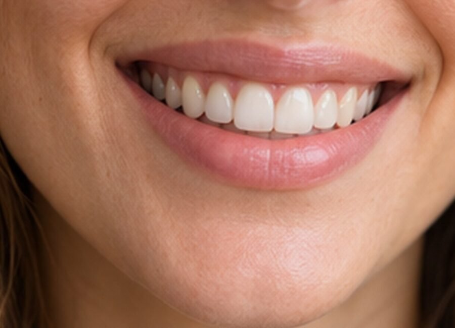 Gros plan sur un sourire naturel et soigné.